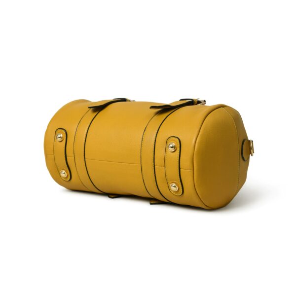 Mustard Yellow Leather Duffle Handbag for Women – Stylish, Spacious & Durable Everyday Bag - Image 5