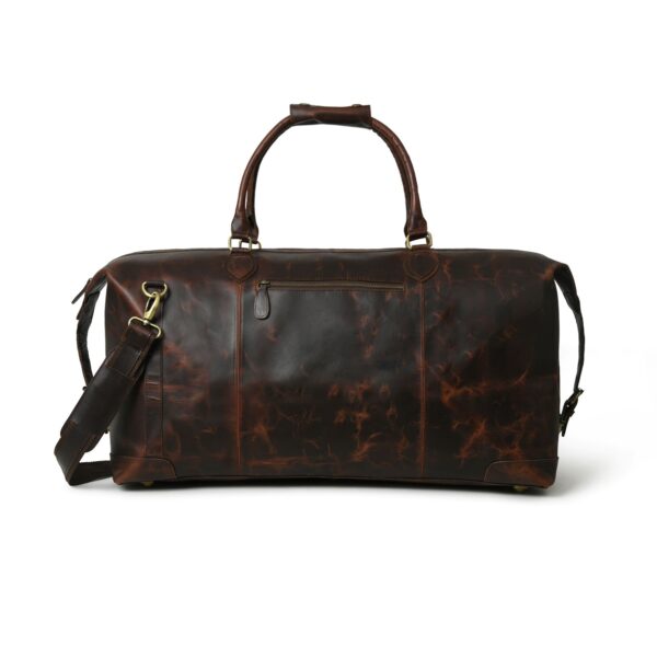 Premium Genuine Leather Duffel Bag – Large Travel Bag with Adjustable Shoulder Strap & Zipper Pocket for Men & Women - Image 3
