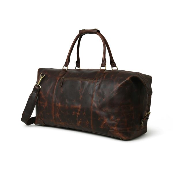 Premium Genuine Leather Duffel Bag – Large Travel Bag with Adjustable Shoulder Strap & Zipper Pocket for Men & Women - Image 4