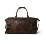 Premium Genuine Leather Duffel Bag – Large Travel Bag with Adjustable Shoulder Strap & Zipper Pocket for Men & Women