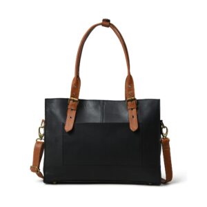 Women’s Genuine Leather Laptop Tote Bag – Stylish Shoulder Handbag with Detachable Strap for Office, Work & Travel