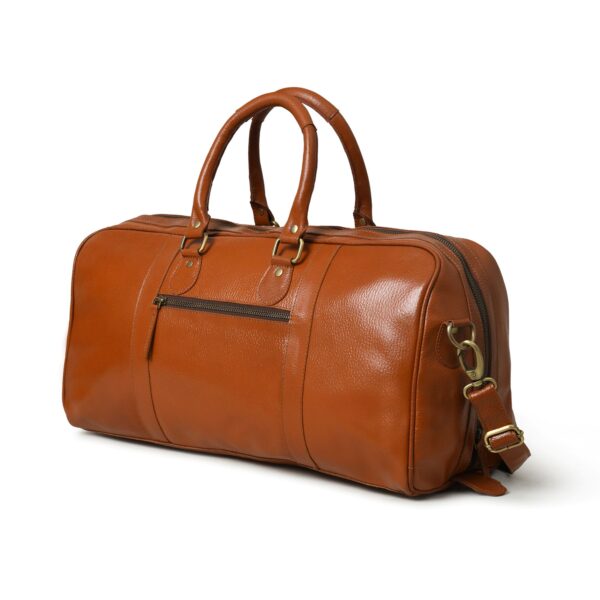 Premium Genuine Leather Duffel Bag for Men & Women – Spacious Travel Bag with Adjustable Shoulder Strap & Zipper Pocket - Image 2