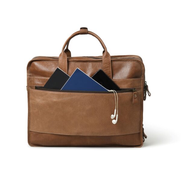 Premium Genuine Leather Laptop Bag for Men & Women – Slim Briefcase with Shoulder Strap, Office & Business - Image 5