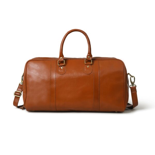 Premium Genuine Leather Duffel Bag for Men & Women – Spacious Travel Bag with Adjustable Shoulder Strap & Zipper Pocket - Image 3