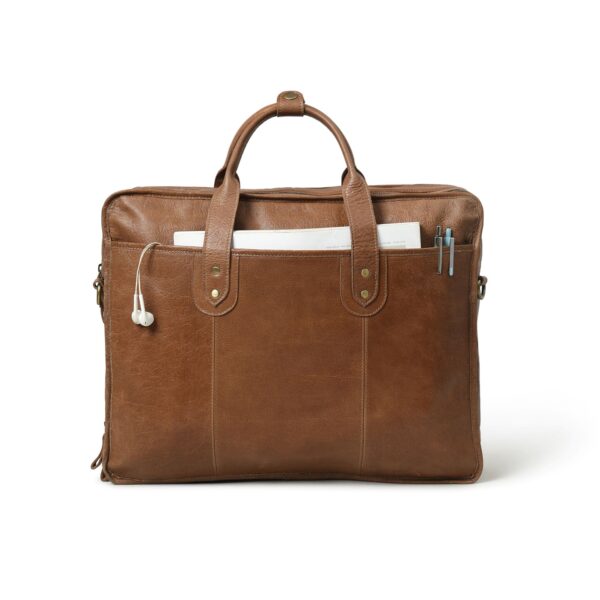 Premium Genuine Leather Laptop Bag for Men & Women – Slim Briefcase with Shoulder Strap, Office & Business - Image 6
