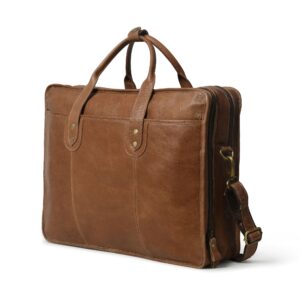 Premium Genuine Leather Laptop Bag for Men & Women – Slim Briefcase with Shoulder Strap, Office & Business