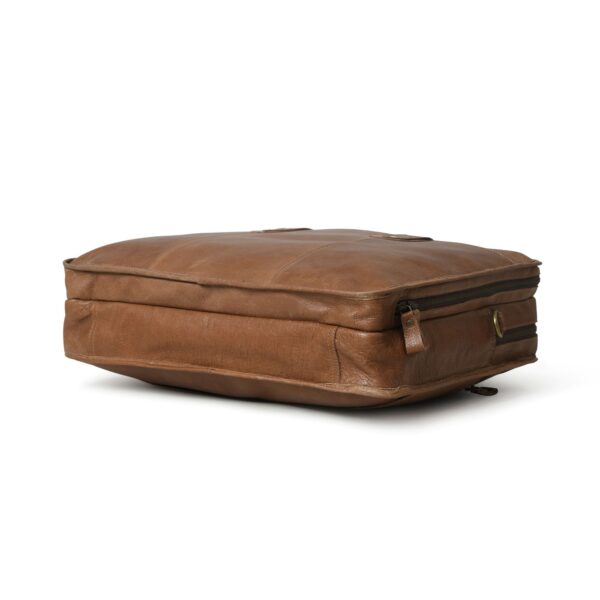 Premium Genuine Leather Laptop Bag for Men & Women – Slim Briefcase with Shoulder Strap, Office & Business - Image 3