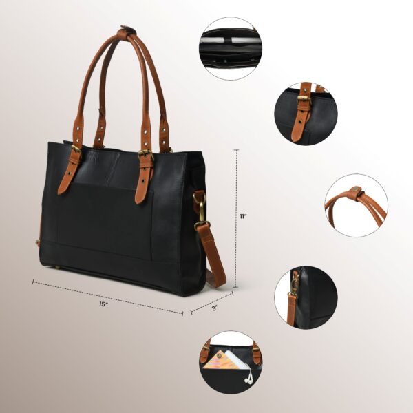 Women’s Genuine Leather Laptop Tote Bag – Stylish Shoulder Handbag with Detachable Strap for Office, Work & Travel - Image 6