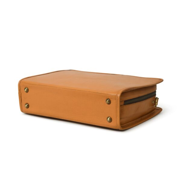 Brown Leather Laptop Bag for Men & Women – Stylish, Durable & Professional Office Briefcase with Shoulder Strap - Image 3
