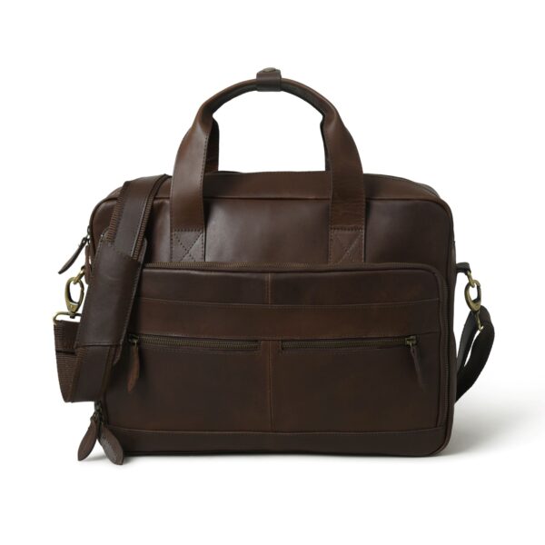 Genuine Leather Laptop Bag for Men & Women – 16 Inch Office Briefcase with Shoulder Strap, Business Travel Bag