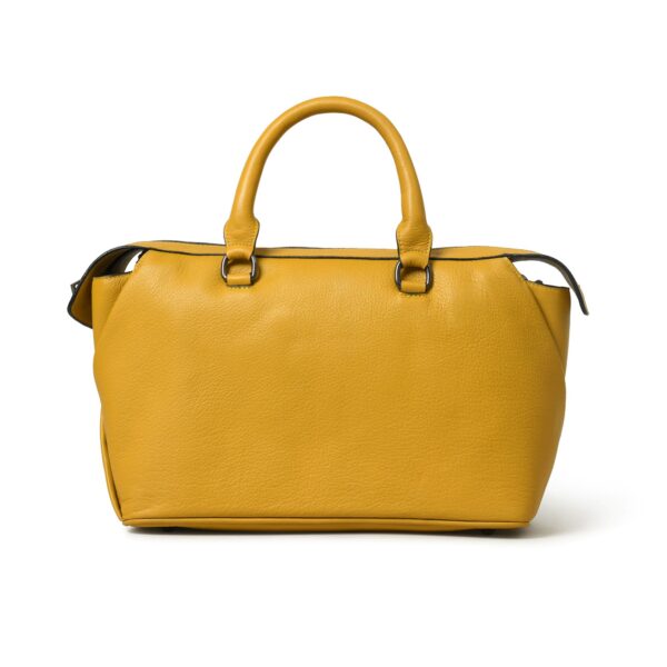 Mustard Yellow Leather Tote Handbag for Women – Elegant, Spacious & Durable Everyday Shoulder Bag - Image 3