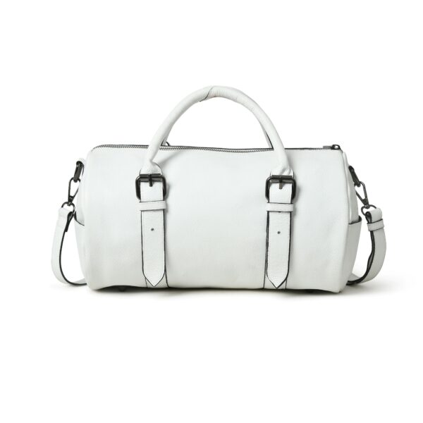 Stylish White Leather Duffle Handbag – Spacious & Trendy - Image 4